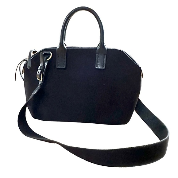 Steven Alan | Black Leather and Canvas Crossbody Hand Bag - Picture 1 of 11